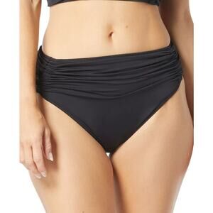 Carmen Marc Valvo Women's Shirred-Waist Bikini Bottoms Black Size M 1924